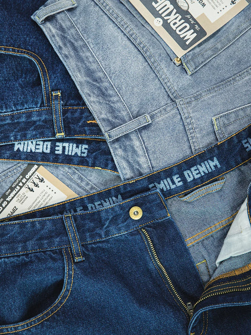 Retro 12.8oz Washed Denim Jeans – Men’s Loose Straight Baggy Trousers